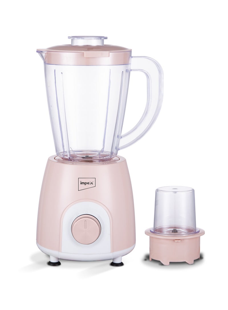 Impex - Blender 2 In 1 Mixer Grinder, Powerful Motor, Speed Control With Pulse, Over Heat Protection 400 W BL 3501 Pink - Image 1