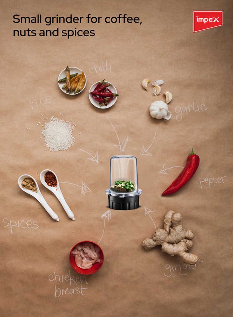 Impex 2-in-1 Electric Blender | Mixer Grinder With 1.8L Blender Jar + Grinder Jar | Countertop Blender With 2 Speeds + Pulse Control | 6 Stainless Steel Blades, Powerful Motor with Overheat Protection, Safety Switch | Durable & Easy to Use 1.8 L 650 W BL3501A Black - Image 5