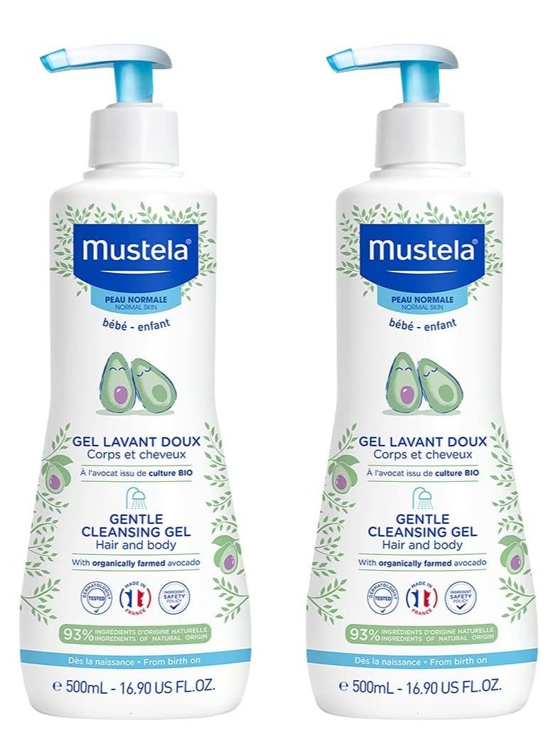 Mustela Pack Of 2 Gentle Baby Cleansing Gel, 500ml