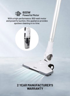 KRYPTON Handheld and Stick Vacuum Cleaner 2-in-1 Design, Transparent Dust Cup, Hook for Easy Storage/ Perfect for Home, Office, Apartments/ Easy to Use and Handy Model, Washable Filter 2 Years Warranty 600 W KNVC6577 White  - Image 4