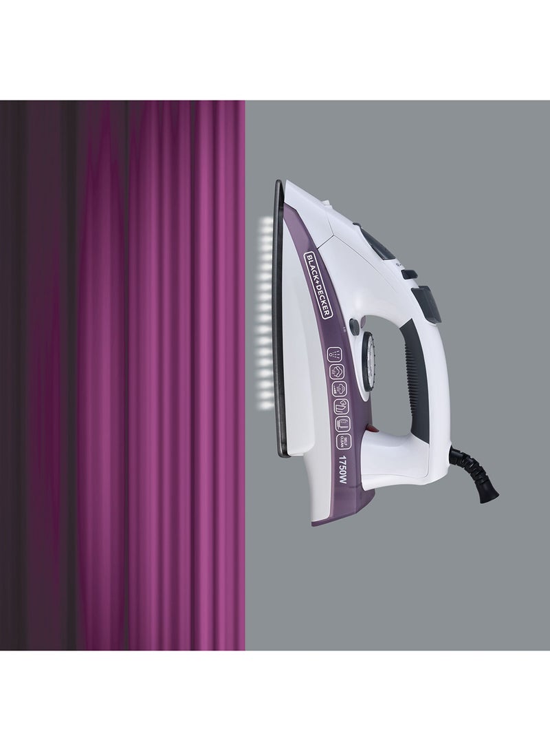 Steam Iron - Ceramic Coated Soleplate with Anti Calc Drip Self Clean and Auto Shutoff  - Removes Stubborn Creases Quickly Easily 220 ml 1750 W X1750-B5 White/Purple - pnsku/N70036086V/45/_/1717415819/650ae332-f0ba-4813-a31b-e7fd83862511