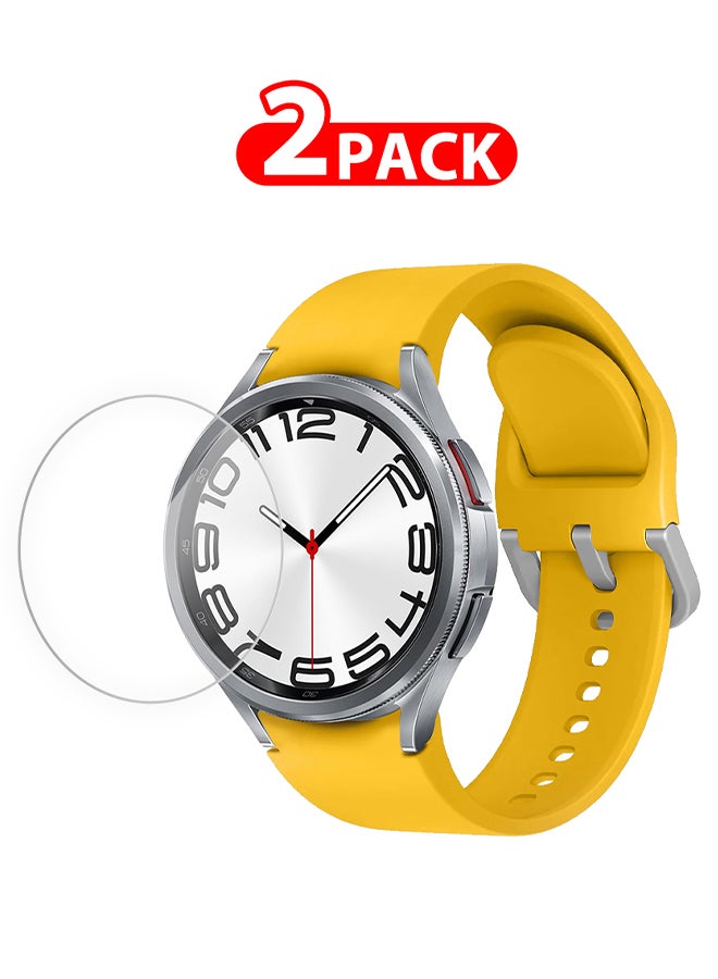 MARGOUN 2 Pack For Samsung Galaxy Watch 6 Classic 20Mm Silicone Band And Screen Protector 47Mm Flexible And Durable Replacement Sport Strap Yellow - Image 1