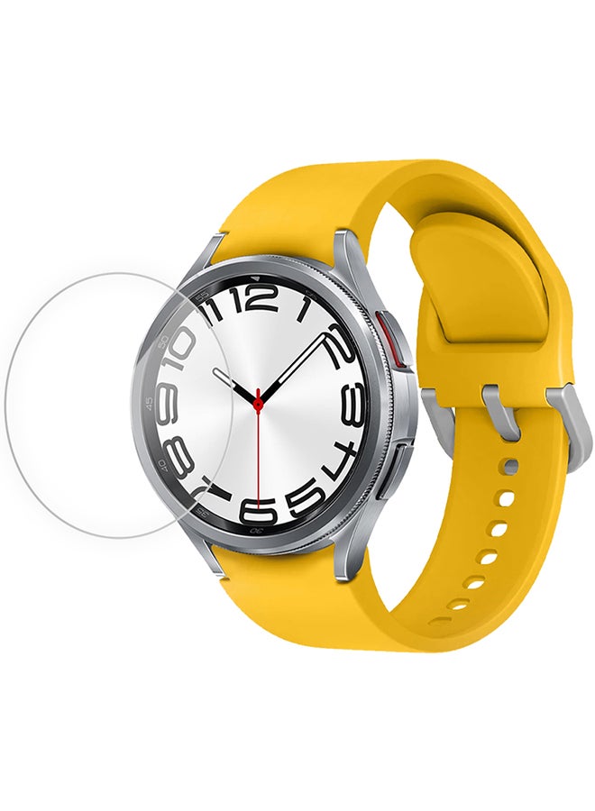 MARGOUN 2 Pack For Samsung Galaxy Watch 6 Classic 20Mm Silicone Band And Screen Protector 47Mm Flexible And Durable Replacement Sport Strap Yellow - Image 2