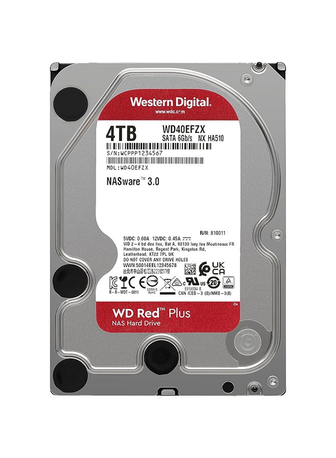 WD - Red Plus 4TB SATA 6Gb/s 3.5" NAS Hard Disk Drive, 5400 RPM Class, 256MB Cache, 3D Active Balance Plus, Up to 180 TB/yr Workload Rate, NASware Firmware for Compatibility 4 TB - Image 1