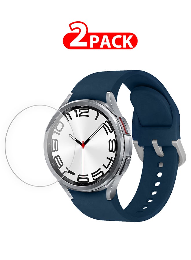 MARGOUN 2 Pack For Samsung Galaxy Watch 6 Classic 20Mm Silicone Band And Screen Protector 43Mm Flexible And Durable Replacement Sport Strap Blue  - Image 1