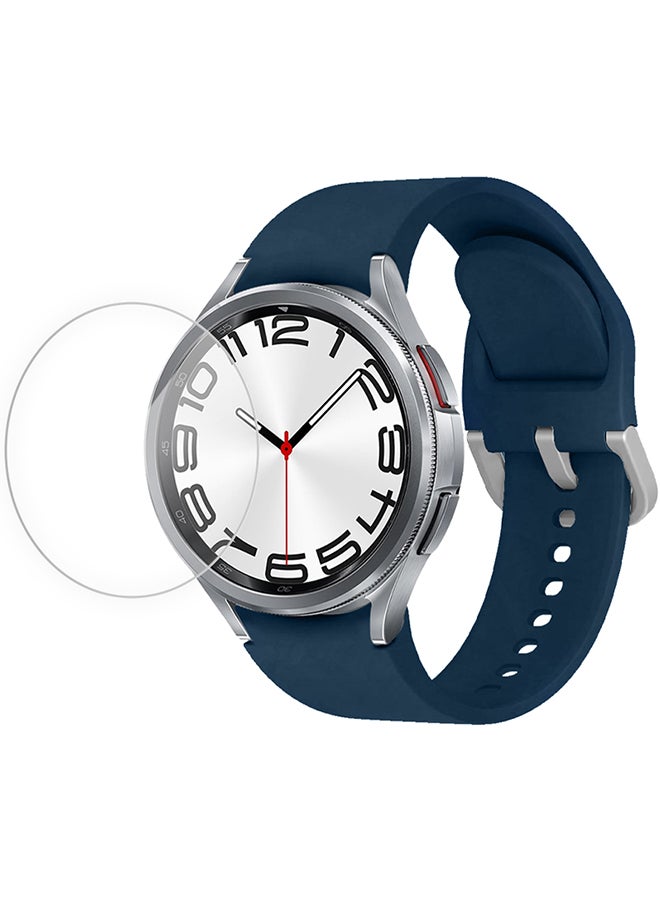 MARGOUN 2 Pack For Samsung Galaxy Watch 6 Classic 20Mm Silicone Band And Screen Protector 43Mm Flexible And Durable Replacement Sport Strap Blue  - Image 2