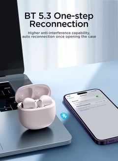 جوي روم JR-FB1 In-Ear True Wireless Bluetooth 5.3 Earphones DNS Call Noise Reduction With Charging Case Pink  - Image 4