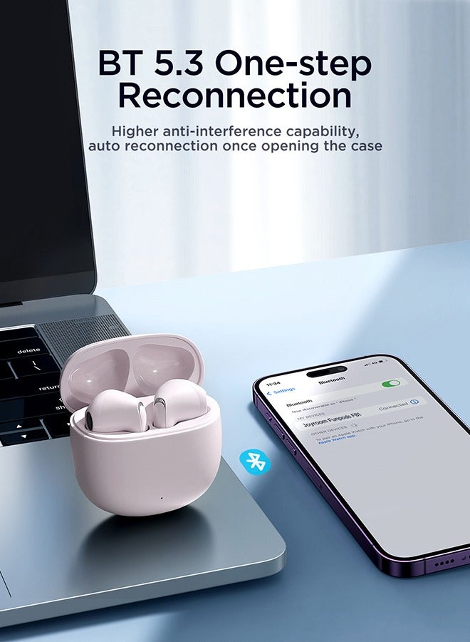 JOYROOM - JR-FB1 In-Ear True Wireless Bluetooth 5.3 Earphones DNS Call Noise Reduction With Charging Case Pink - Image 1