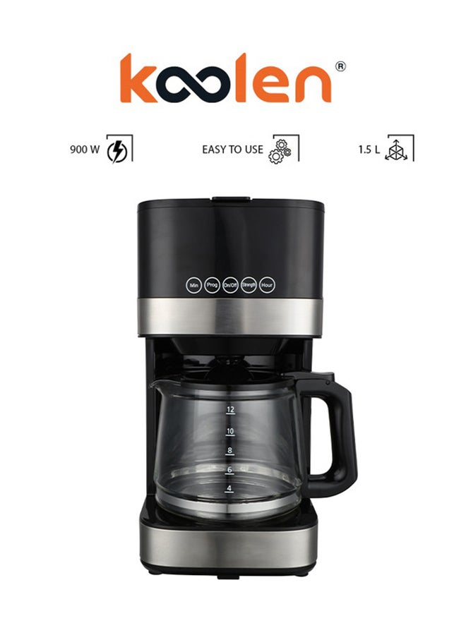 KOOLEN Coffee Maker Digital WITH Filte 1.5 L 900 W 800100014 Black  - Image 1