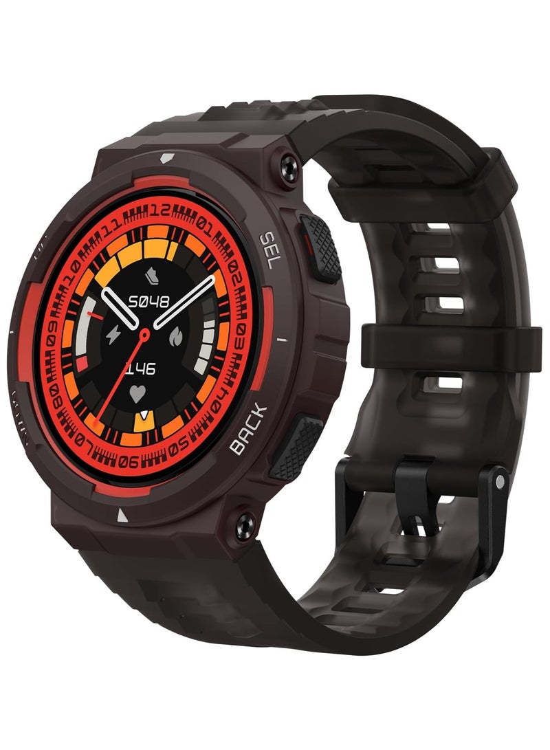Amazfit Active Edge Smart Watch With Stylish Rugged Sport And Fitness Design, GPS, AI Health Coach For Gym, Outdoor, Workouts And Exercise, 16 Days Battery, 10 Atm Water Resistant Lava Black 