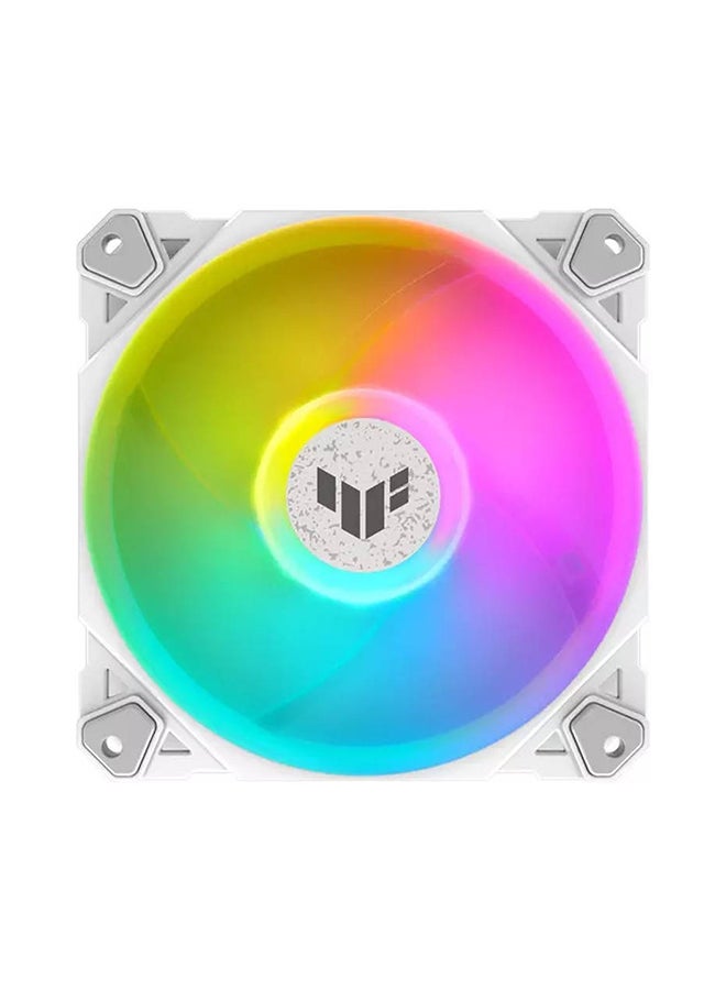 أسوس - مروحة حافظة TUF Gaming TF120 ARGB، توافق Aura Sync، قطر المروحة 12 سم، أقصى سرعة دوران 1900 دورة في الدقيقة، الحد الأقصى لتدفق الهواء 76 CFM، مستوى ضوضاء 29 ديسيبل، إصدار أبيض، حزمة ثلاثية | 90DA0033-B09030 أبيض - Image 1