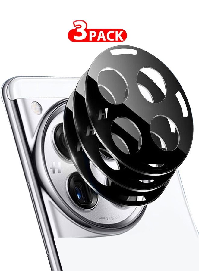 MARGOUN 3 Pack For OnePlus 12 Tempered Glass Camera Lens Protector Round Edge And 99% HD Clarity Camera Lens Protector Black - Image 1