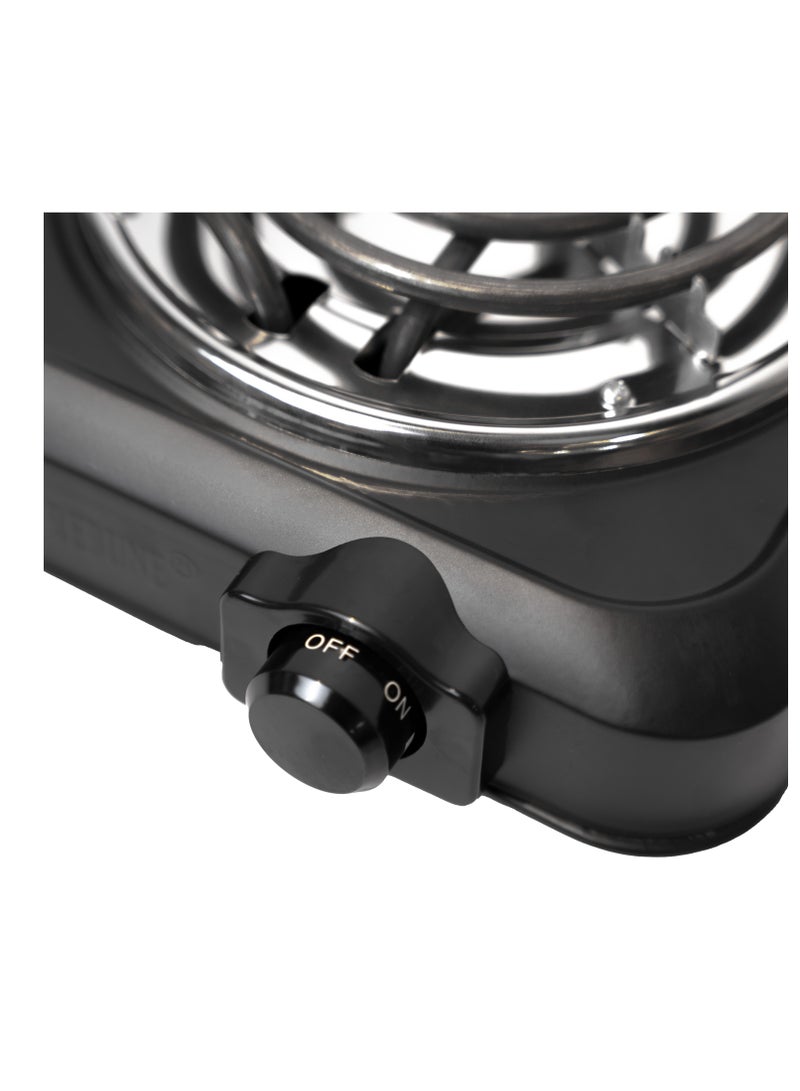 REBUNE Spiral Electric Stove, Two Burners, 5 Temperature Levels With Safety System 2000 W RE-4-059 Black  - Image 4