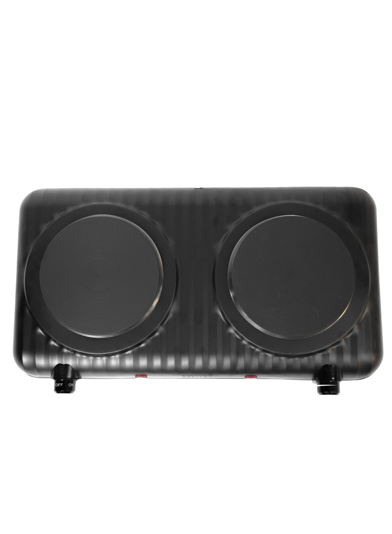 REBUNE - Double Electric Stove With 5 Heat Levels And Safety System 2000 W RE-4-061 Black - Image 1