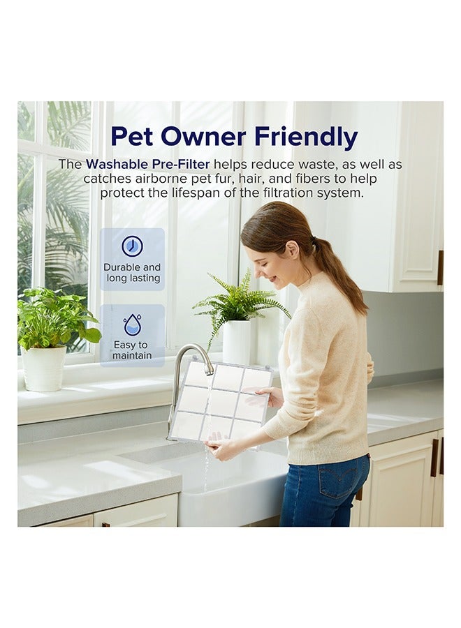 LEVOIT Smart Air Purifier For Pet Care Smart H13 True HEPA Filter With Pet Mode For Pet Odors, Pet Hairs, Allergy With Washable Pre-Filter To Trap Hairs Covers 52m² White LAP-V102S-AAS White  - Image 4