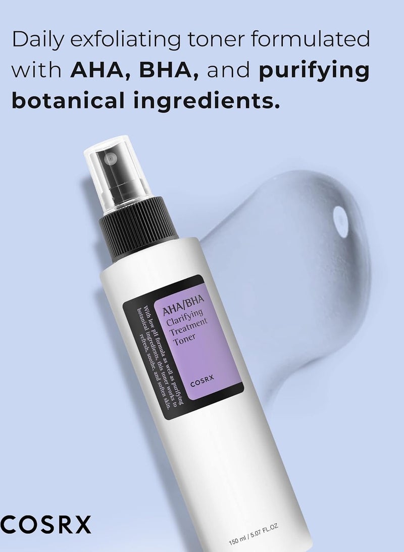 Cosrx - AHA/BHA Treatment Toner 5.07 Fl.oz/ 150Ml, Facial Exfoliating Spray For Whiteheads, Pores, And Uneven Skin, Korean Toner, Not Tested On Animals, No Parabens, No Sulfates, Korean Skincare 150ml - Image 1