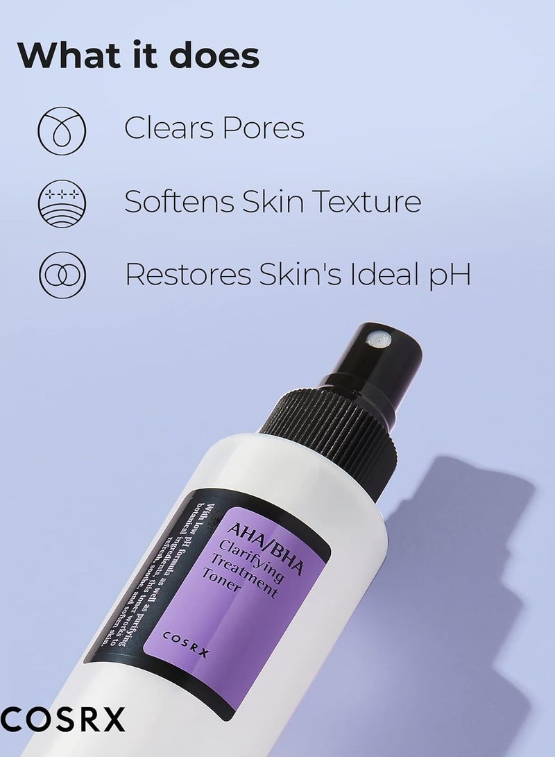 Cosrx - AHA/BHA Treatment Toner 5.07 Fl.oz/ 150Ml, Facial Exfoliating Spray For Whiteheads, Pores, And Uneven Skin, Korean Toner, Not Tested On Animals, No Parabens, No Sulfates, Korean Skincare 150ml - Image 1