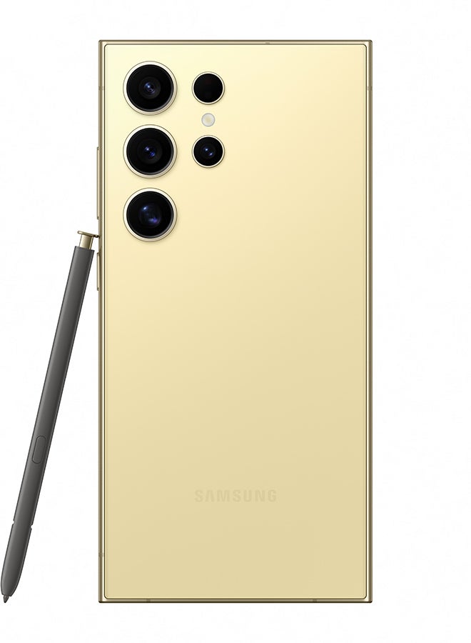 سامسونج - هاتف Galaxy S24 Ultra ثنائي الشريحة بلون أصفر تيتانيوم وذاكرة وصول عشوائي (RAM) سعة 12 جيجابايت وذاكرة تخزين داخلية 512 جيجابايت يدعم تقنية 5G - إصدار عالمي - Image 1