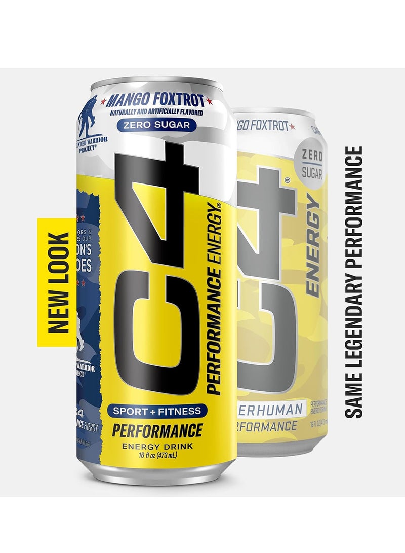 CELLUCOR - C4 Energy ZERO SUGAR Carbonated Drink Mango Foxtrot Pack of 12 473 ML - Image 1