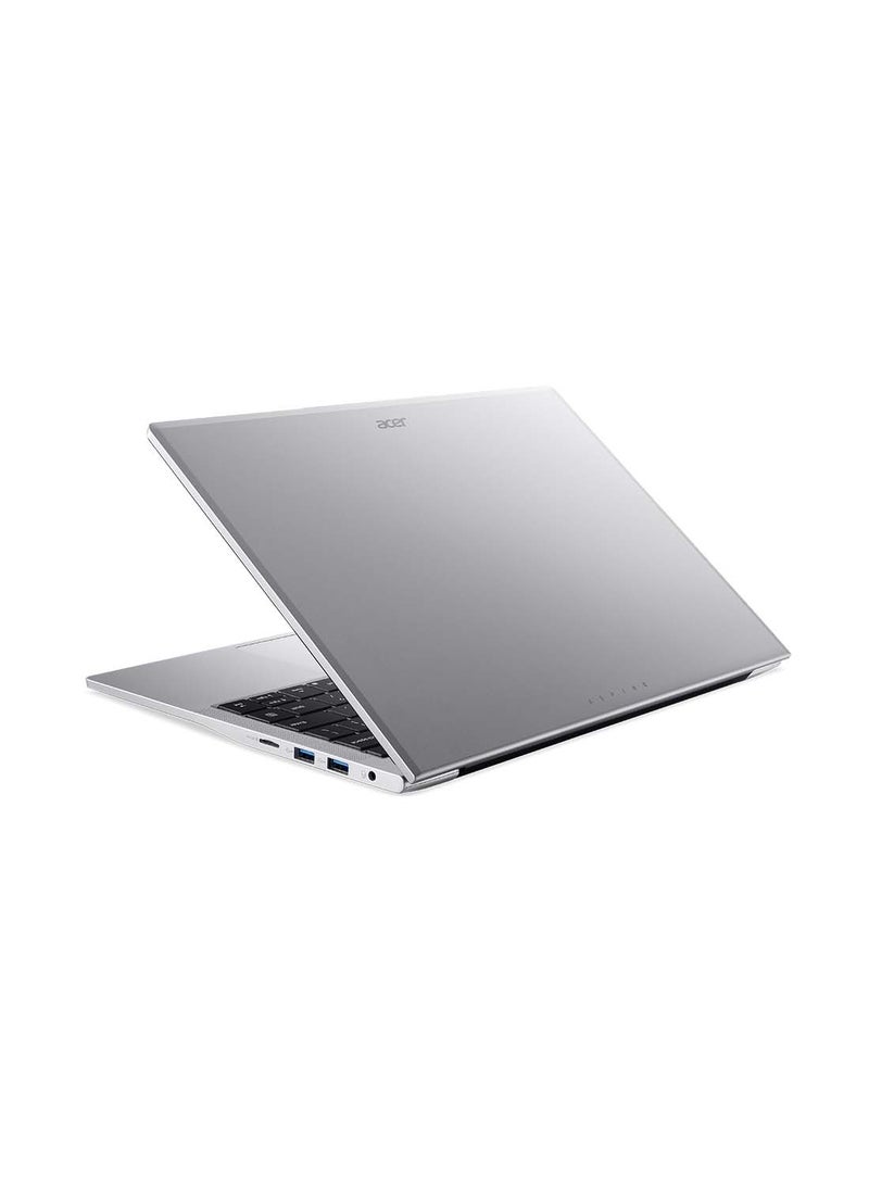 أيسر - لابتوب أسباير لايت AL14 بشاشة مقاس 14 بوصة ومعالج كور i3-N300 وذاكرة وصول عشوائي رام 8 جيجابايت ومحرك أقراص اس اس دي سعة 512 جيجابايت وبطاقة رسومات إنتل فائقة الوضوح ونظام تشغيل ويندوز 11 هوم الإنجليزية/العربية فضي - Image 1
