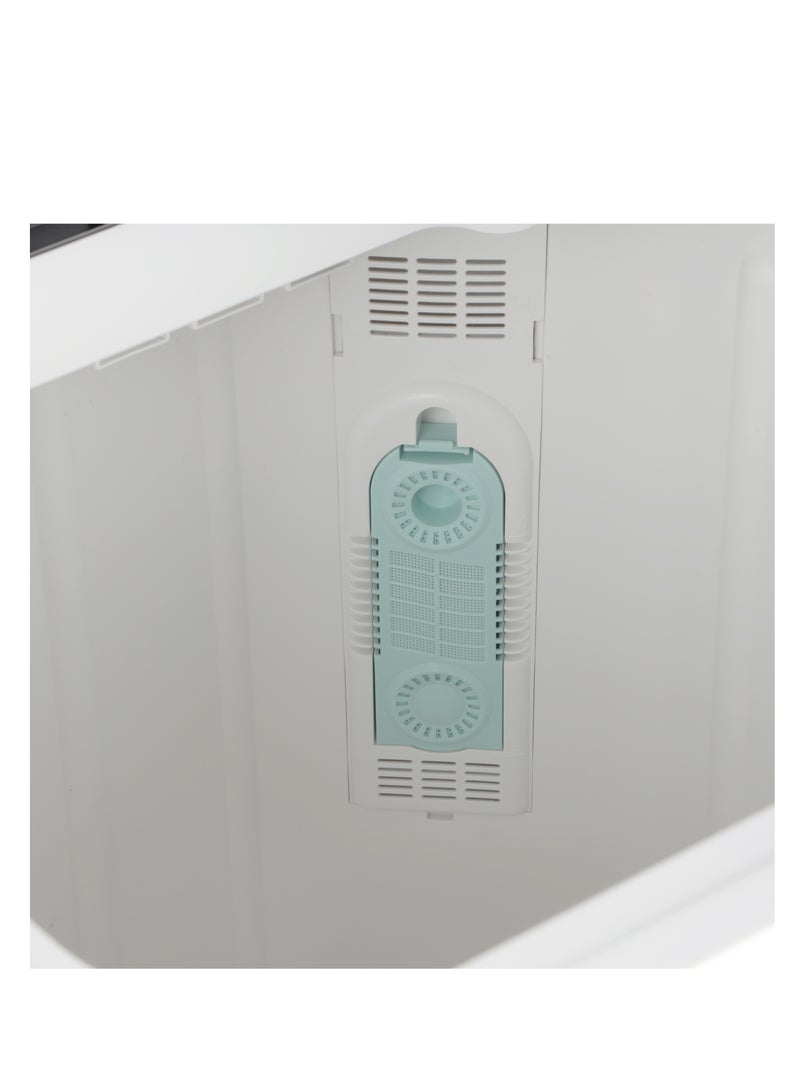 15KG Twin Tub Semi-Automatic Washing Machine with Double Layer Cabinet, Big Pulsator, Fine Mesh Lint Filter, Water Inlet Selector, Program Selection 15 kg 800 W OMSWM1686YS White/Grey