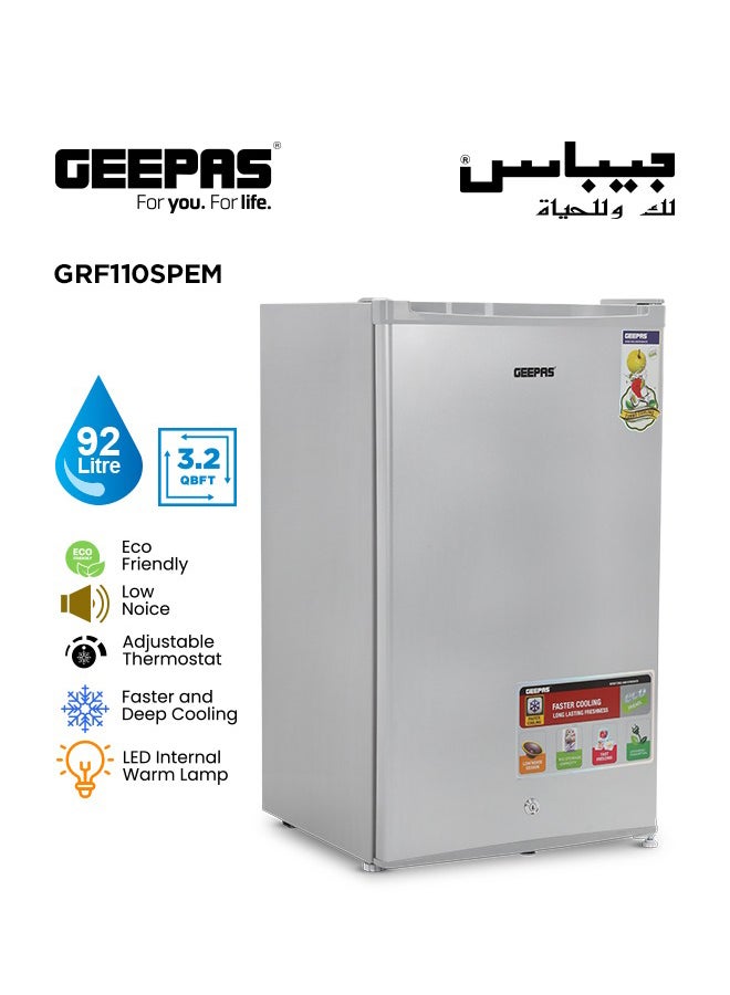 جيباس ثلاجة بباب واحد سعة 92 لترًا/3.2 قدم مكعب 92 لترًا GRF110SPEM فضي  - Image 1