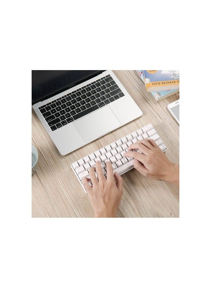 Royal Kludge - Royal Kludge Rk61 Tri-Mode RGB 61 Keys Hot Swappable White Mechanical Keyboard (Blue Switch) - Image 1