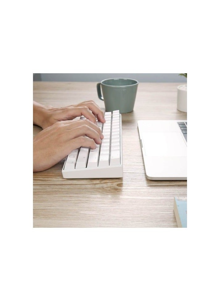 Royal Kludge - Royal Kludge Rk61 Tri-Mode RGB 61 Keys Hot Swappable White Mechanical Keyboard (Blue Switch) - Image 1