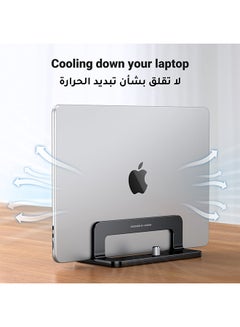 Ugreen Aluminum Vertical Laptop Holder, Stand Dual Desktop Stand With Adjustable Docking Station And Anti-Slip Silicone Grips for All Tablet/iPad MacBook/Surface/Samsung/HP/Dell/Chrome Book Black  - Image 3