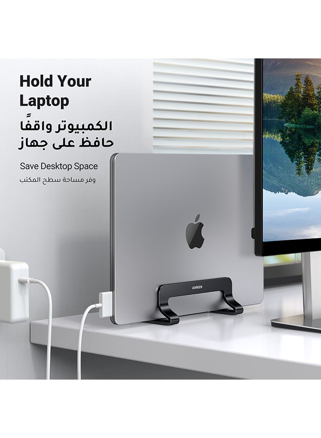 Ugreen - Aluminum Vertical Laptop Holder, Stand Dual Desktop Stand With Adjustable Docking Station And Anti-Slip Silicone Grips for All Tablet/iPad MacBook/Surface/Samsung/HP/Dell/Chrome Book Black - Image 1