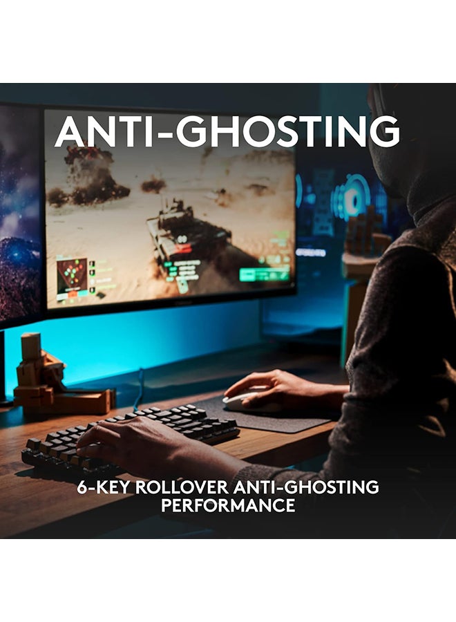 لوجيتيك - لوحة مفاتيح الألعاب الميكانيكية كاملة الحجم Logitech G413 SE - لوحة مفاتيح بإضاءة خلفية مع مفاتيح ميكانيكية تعمل باللمس، مضادة للظلال، متوافقة مع Windows وmacOS ولوحة مفاتيح AR - ألومنيوم أسود - Image 1