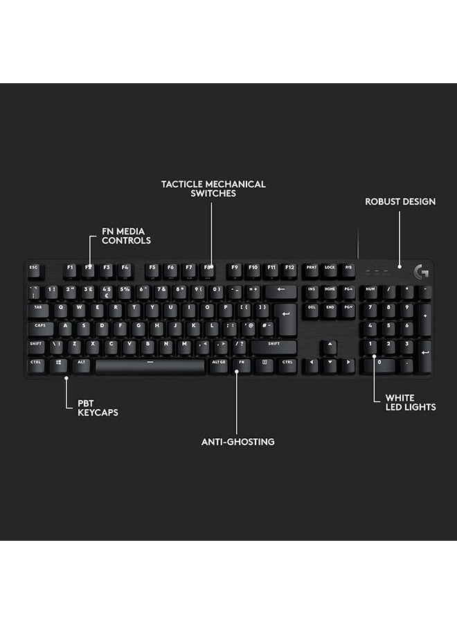 لوجيتيك - لوحة مفاتيح الألعاب الميكانيكية كاملة الحجم Logitech G413 SE - لوحة مفاتيح بإضاءة خلفية مع مفاتيح ميكانيكية تعمل باللمس، مضادة للظلال، متوافقة مع Windows وmacOS ولوحة مفاتيح AR - ألومنيوم أسود - Image 1