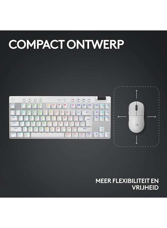 Logitech - Logitech G PRO X TKL LIGHTSPEED Wireless Gaming Keyboard, Ultra-Portable Tenkeyless Design, LIGHTSYNC RGB, PBT keycaps, Tactile Switches (GX Brown), US INTL Layout - White - Image 1