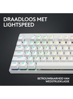 Logitech Logitech G PRO X TKL LIGHTSPEED Wireless Gaming Keyboard, Ultra-Portable Tenkeyless Design, LIGHTSYNC RGB, PBT keycaps, Tactile Switches (GX Brown), US INTL Layout - White  - Image 3