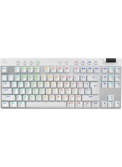 Logitech G PRO X TKL LIGHTSPEED Wireless Gaming Keyboard, Ultra-Portable Tenkeyless Design, LIGHTSYNC RGB, PBT keycaps, Tactile Switches (GX Brown), US INTL Layout - White