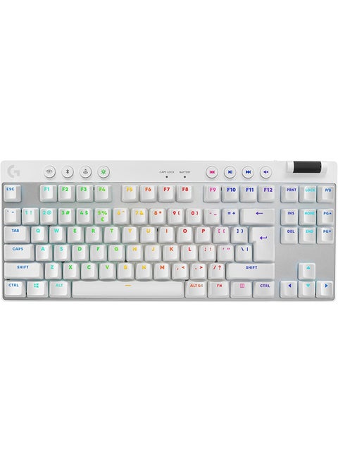 Logitech G PRO X TKL LIGHTSPEED Wireless Gaming Keyboard, Ultra-Portable Tenkeyless Design, LIGHTSYNC RGB, PBT keycaps, Tactile Switches (GX Brown), US INTL Layout - White