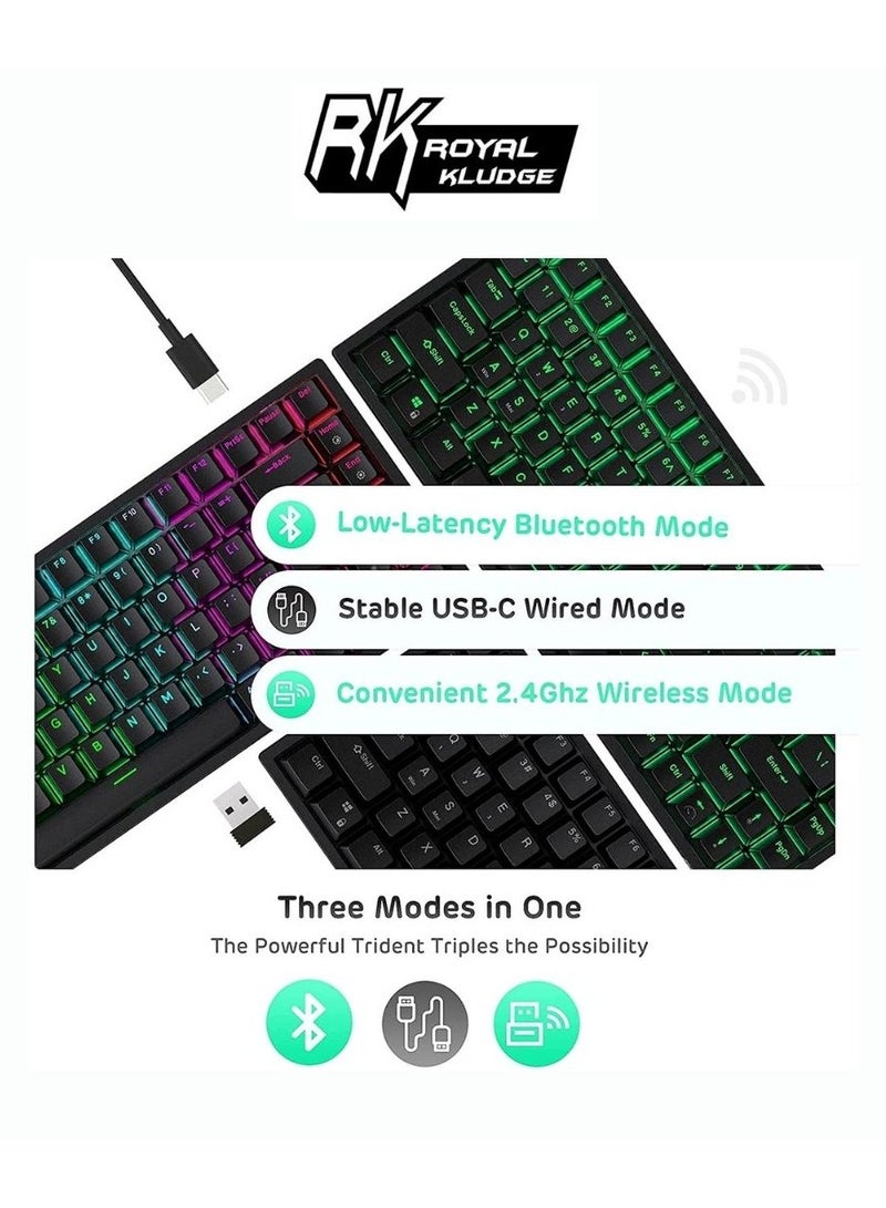 Royal Kludge RK Royal Kludge RK84 Tri-Mode RGB 84-Keys Hot-Swappable Mechanical Keyboard - Black [Brown Switch] - Image 3