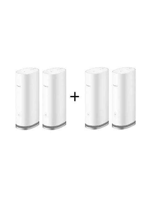 WiFi Mesh3 WiFi6 AX3000 WS8100 (2 packs + 2 packs)= total 4 packs, HUAWEI Whole-Home Mesh System, HarmonyOS Mesh+, One-Touch Connect, Visualized Wi-Fi Diagnosis, Seamless & Speedy, Up to 3000Mbps White