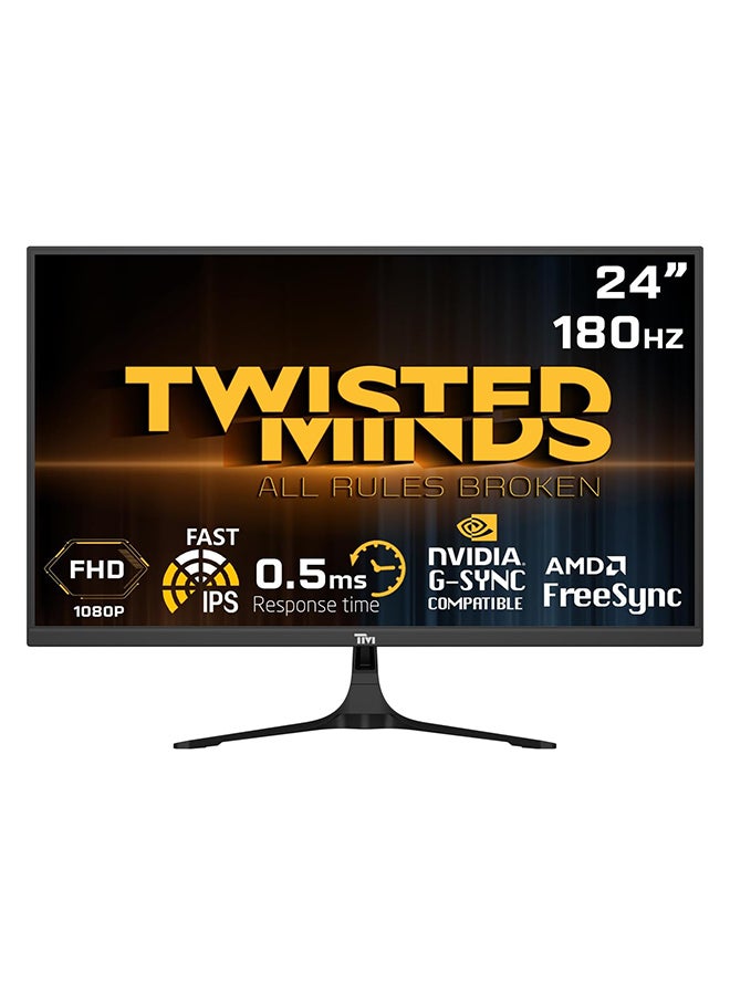 TWISTED MINDS 23.8-Inch Flat Gaming Monitor, FHD 1920 x 1080, 0.5ms Response Time, HDR, 180Hz Refresh Rate, Fast IPS & GSync Supported, Experience Smooth, Blur-Free Gaming, HDMI 2.0 Black  - Image 1
