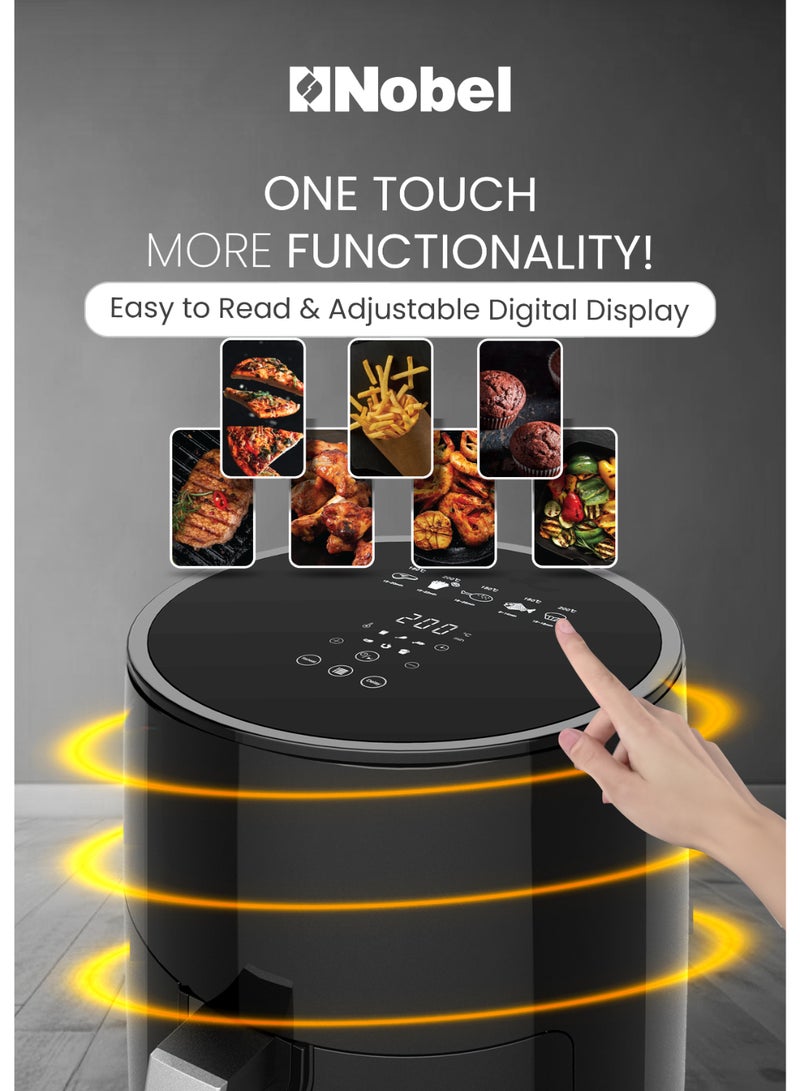 Nobel - Multifunctional Air Fryer With 6 Preset Programs, Overheat Prevention, Digital Touch With 1-60 Min Timer 2.5 L 1200 W NAF350 Black - Image 1
