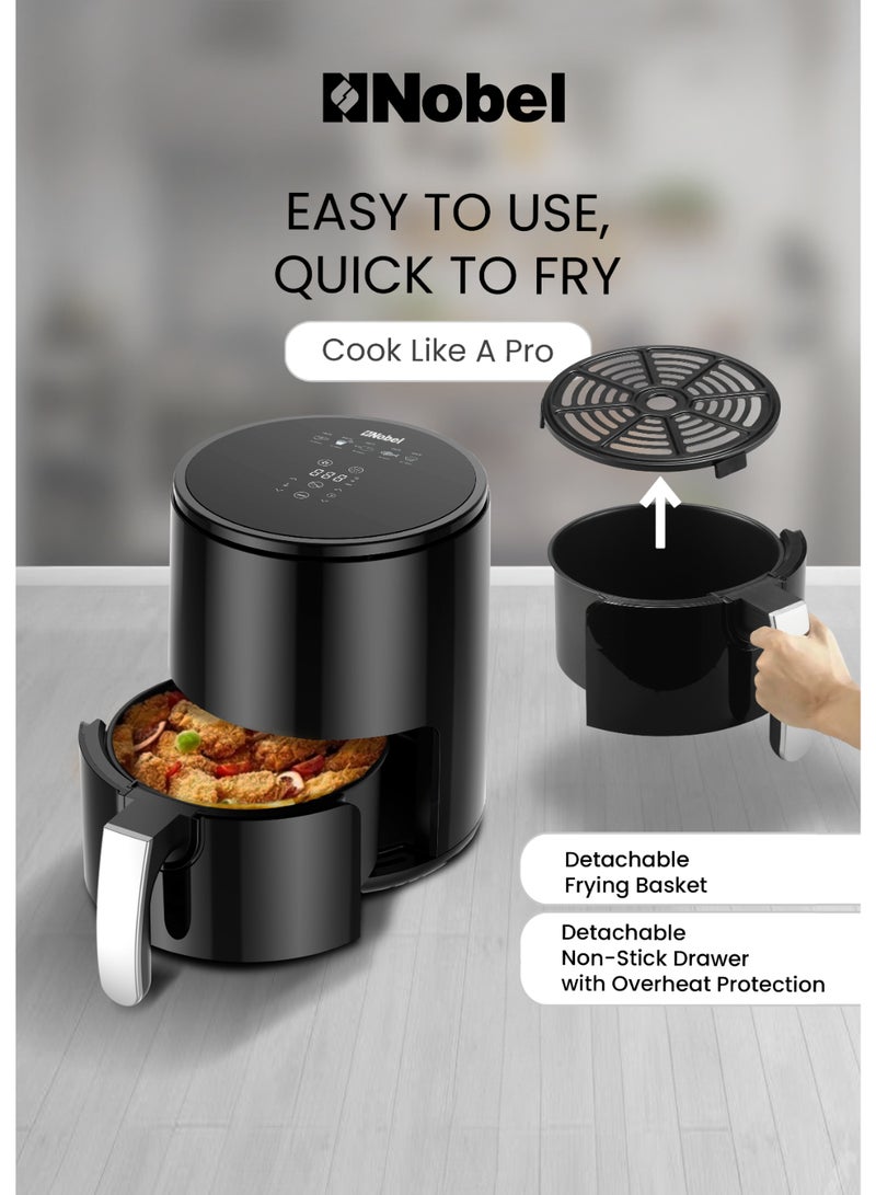 Nobel - Multifunctional Air Fryer With 6 Preset Programs, Overheat Prevention, Digital Touch With 1-60 Min Timer 2.5 L 1200 W NAF350 Black - Image 1