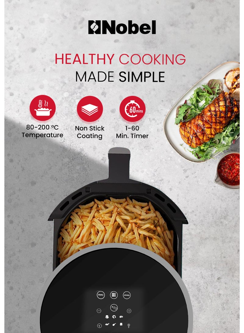 Nobel - Multifunctional Air Fryer With 6 Preset Programs, Overheat Prevention, Digital Touch With 1-60 Min Timer 2.5 L 1200 W NAF350 Black - Image 1