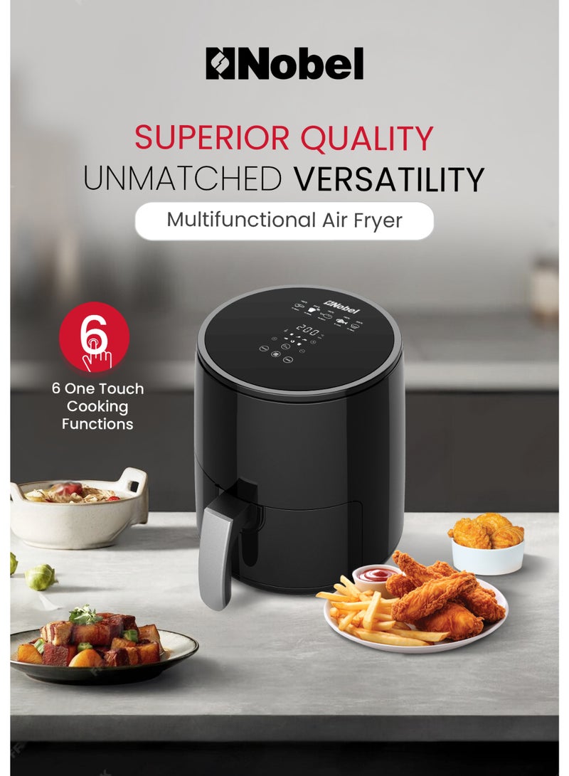 Nobel - Multifunctional Air Fryer With 6 Preset Programs, Overheat Prevention, Digital Touch With 1-60 Min Timer 2.5 L 1200 W NAF350 Black - Image 1