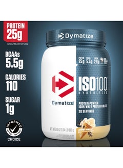 Dymatize Iso 100 Hydrolyzed 100% Whey Protein Isolate Gourmet Vanilla 20 Serving  - Image 2