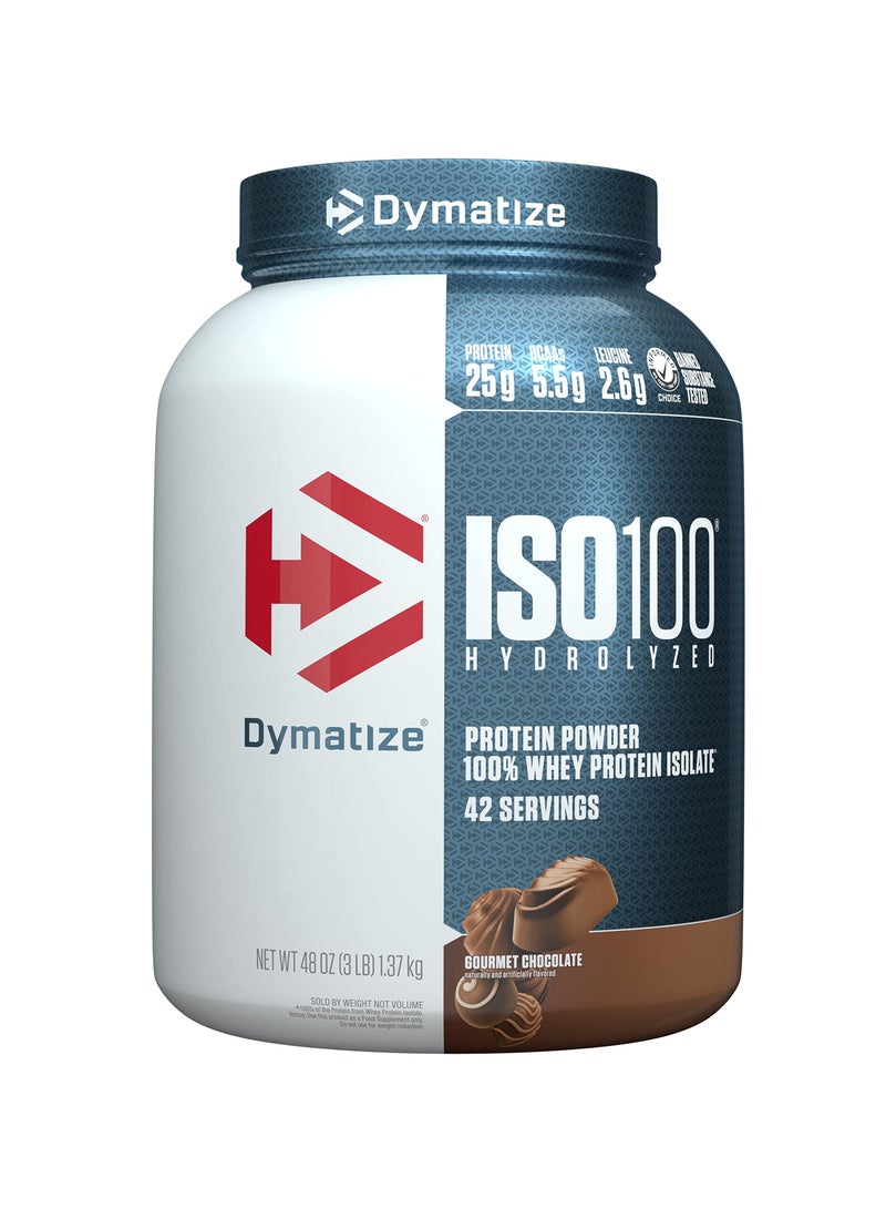 Dymatize Iso 100 Hydrolyzed 100% Whey Protein Isolate Gourmet Chocolate 3Lb - Image 1