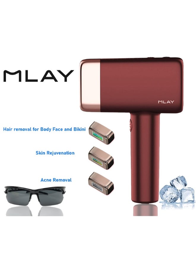 MLAY - T14 Laser Hair Removal Device With IPL Technology And Cooling Function For Painless Hair Removal Red - Image 1