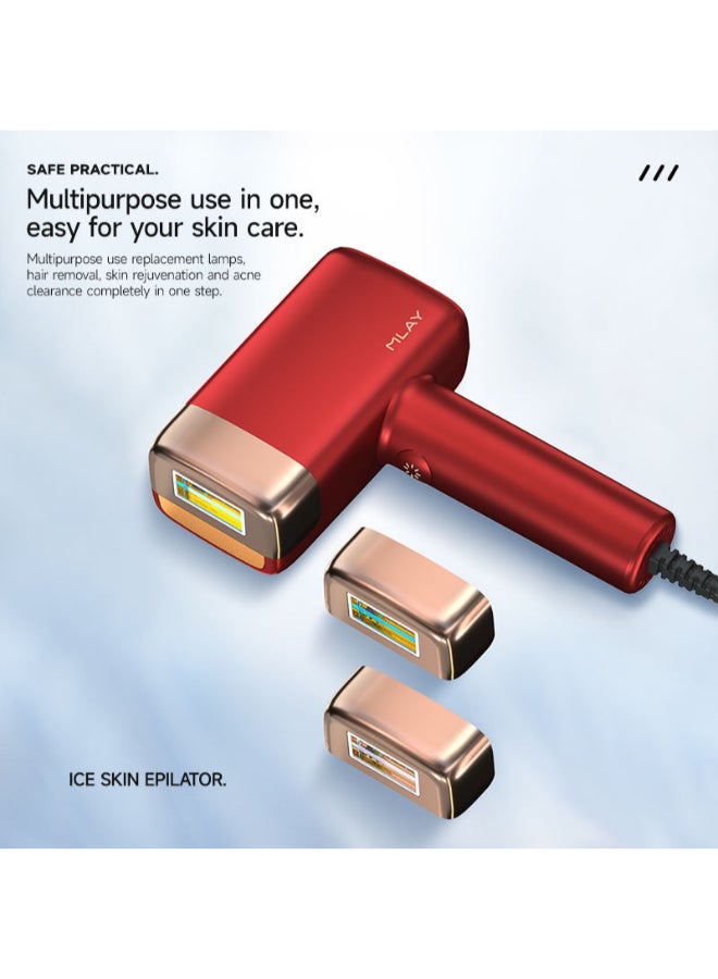 ملاي جهاز إزالة الشعر بالليزر T14 مزود بتقنية IPL ووظيفة التبريد لإزالة الشعر بدون ألم باللون الأحمر - Image 1
