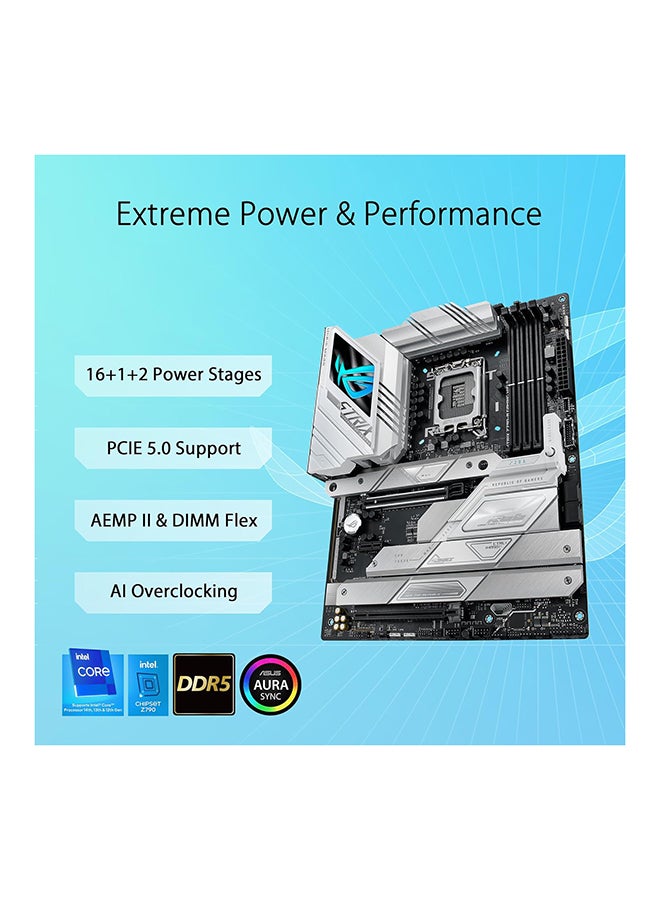 ASUS - ROG STRIX Z790-A GAMING WIFI II LGA 1700 ATX Motherboard, Intel Z790 Chipset, 4x DDR5 DIMM & 192GB Max, PCIe 5.0, Wi-Fi 7 / BT v5.4 / 2.5Gb Eth, 5x M.2 ,USB Type-C /A, HDMI / DP | 90MB1FN0-M0EAY0 White - Image 1