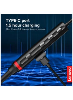 Lenovo HE05x Wireless Bluetooth 5.0 In-Ear Neckband Earphones With Mic Black  - Image 5