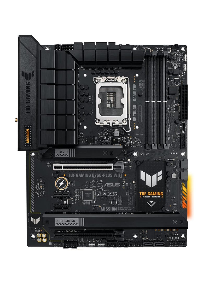 ASUS - TUF Gaming B760-Plus Wi-Fi ATX LGA 1700 Motherboard, Intel B760 Chipset, 4x DIMM DDR5 Slots, 192GB Max Memory, 3x M 2 Slots, 2x PCIe 5 0 x16 Slot, Realtek 2 5Gb Ethernet 90MB1ER0-M1EAY0 Black - Image 1